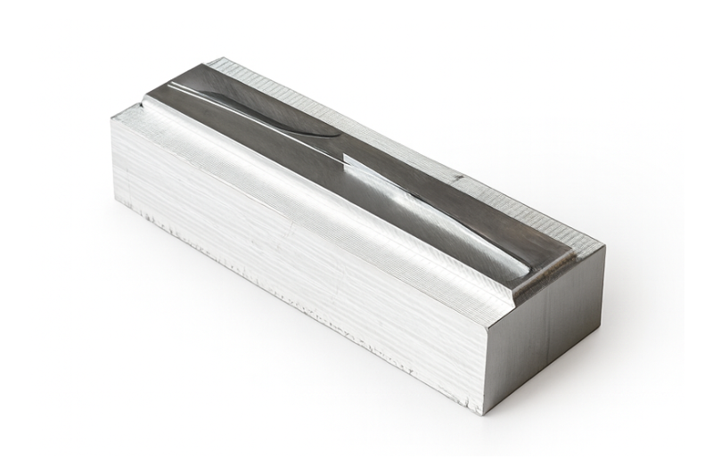 Rectangular aluminum object on a white background